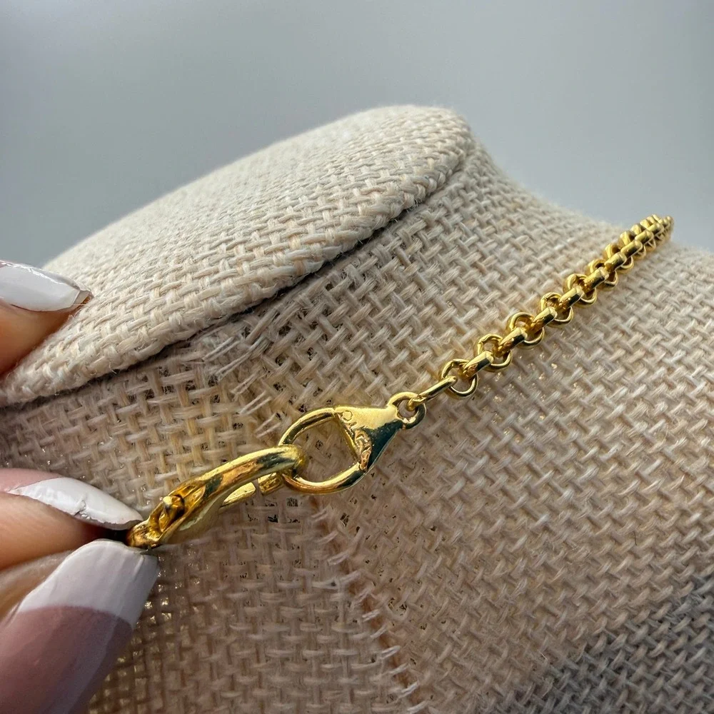 Regal OS Gold Faux Pearl Pendant Long Chain Necklace Minimalist Elegant